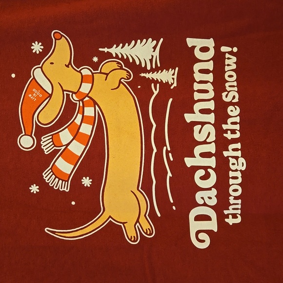 Life Is Good Long Sleeve Crusher Tee Dachshund Through The Snow Womens Medium - Picture 2 of 8
